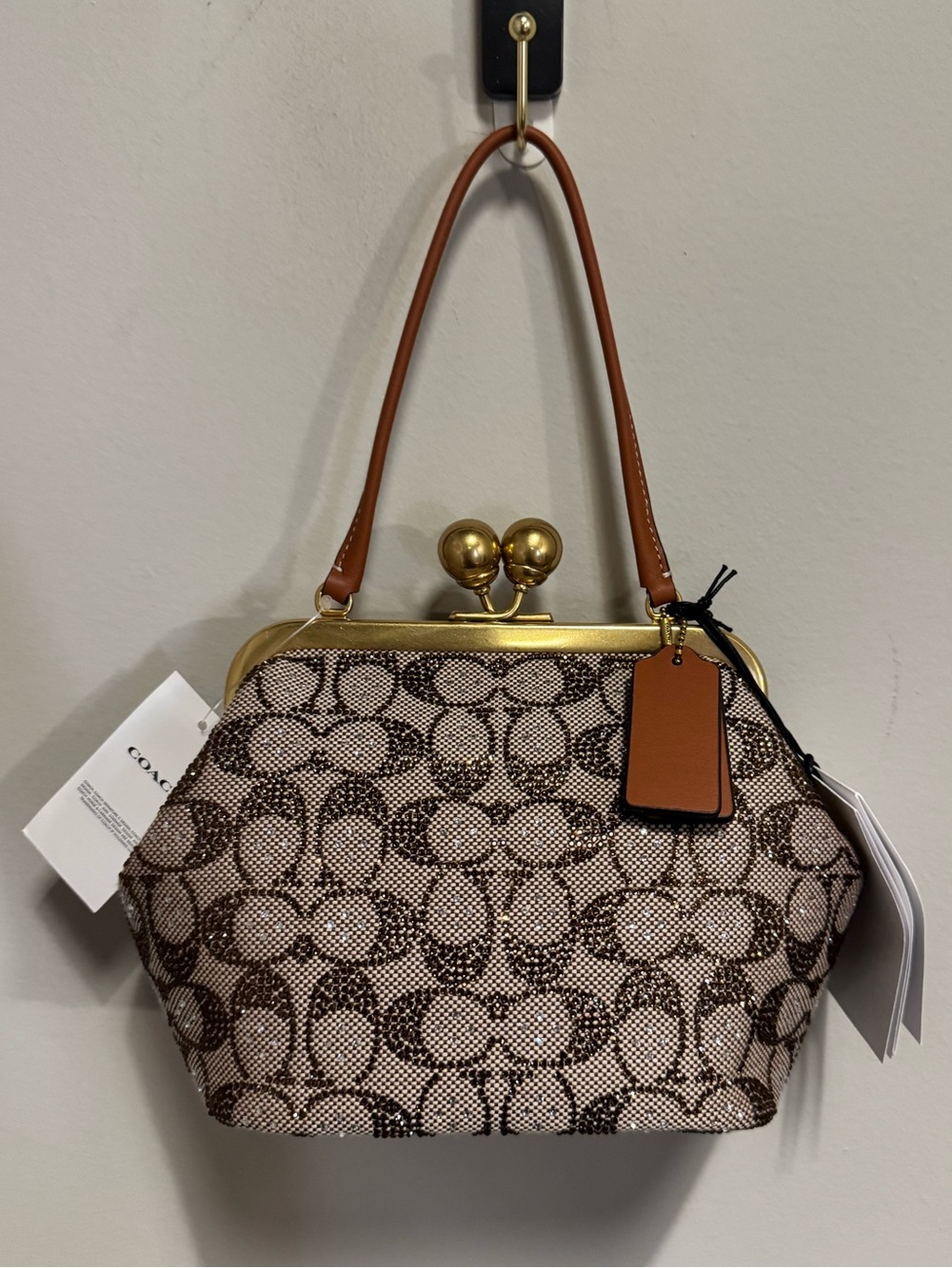 Coach Kisslock Frame Bag 16 in Signature Crystal Monogram